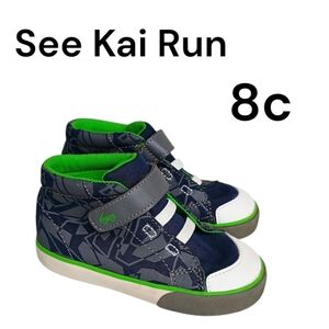 See Kai Run Blue and Green High-Top Sneakers Baby Infant Boys Size 8c